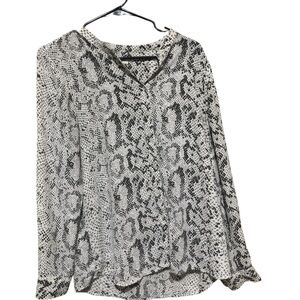 J. Crew Graphic Black and White Long Sleeve Blouse